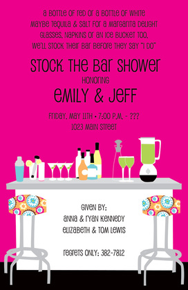 Modern Posh Bar Blue Shower Invitations