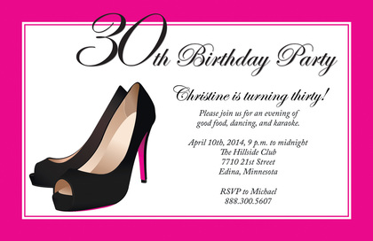 Formal Black Stiletto Heels Lavender Border Invitations