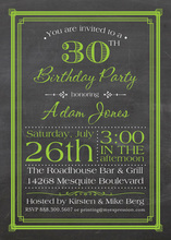 Green Deco Borders Chalkboard Birthday Invitations