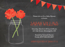 Coral Teal Floral Mason Jars Burlap Border Invitations