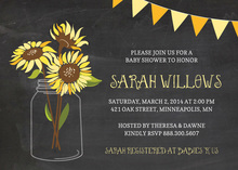 Mason Jar Purple Flowers In Chalkboard Wedding Invite