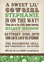 Sweet Green Bandana Cowgirl Invitations
