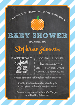 Little Pumpkin Orange Stripes Invitation