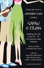 Luau Couple Blonde Beach Background Invitations