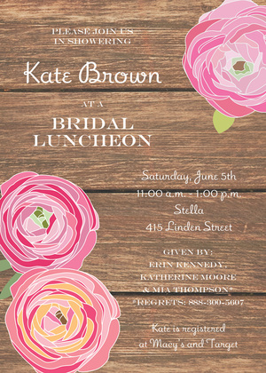 Lavender Flower Rustic Wood Bridal Shower Invitations