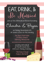 Pink Stripes Border Chalkboard Rehearsal Dinner Invitations