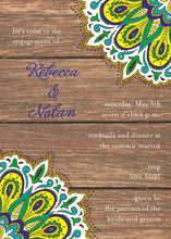 Vibrant Peacock Wood Invitations