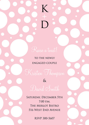 Bubbles Green Champagne White Polka Dot Invitations