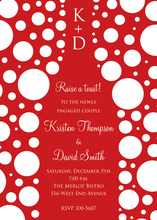 Bubbles Red Champagne White Polka Dot Invitations