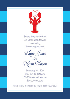 Wooden Birch Red Lobster Invitations