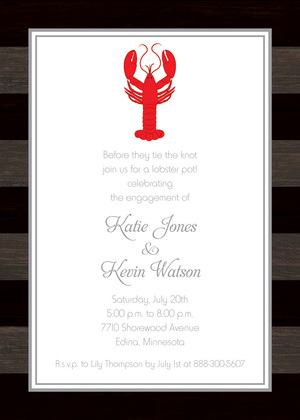 Wooden Birch Red Lobster Invitations