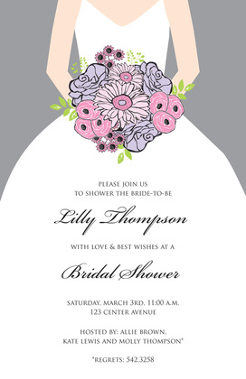 Beautiful Bouquet Bride Black Invitations