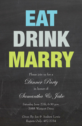 Black Eat Drink Marry Simple Invitations