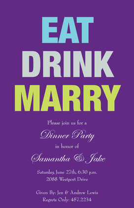 Chalkboard Eat Drink Marry Party Invitations