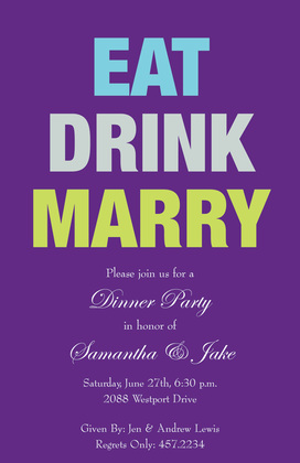 Holiday Red Eat Drink Marry Invitations