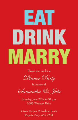 Black Eat Drink Marry Simple Invitations