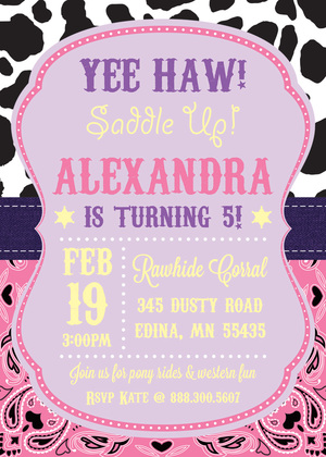 Saddle Up Cowboy Birthday Party Invitations