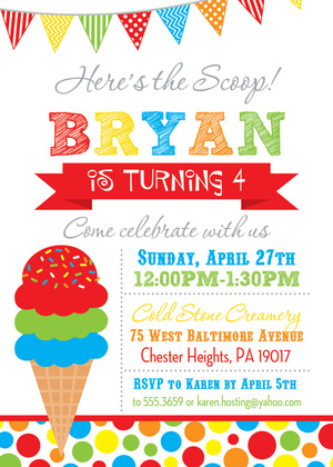 Ice Cream Birthday Party Invitations
