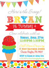 Here's the Scoop Ice Cream Cone Invitations