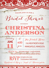 Khaki Linen Lace Trim Invitations