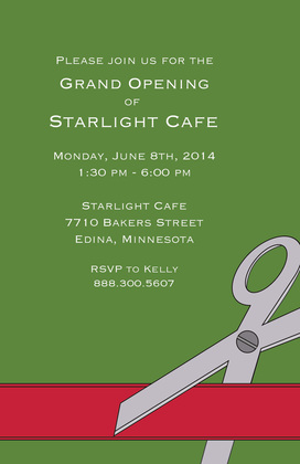 Cutting Ribbon Grand Business Opening Blue Invitations