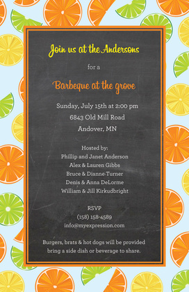 Fresh Citrus Pink Invitations