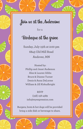 Fresh Citrus Border Chalkboard Invitations