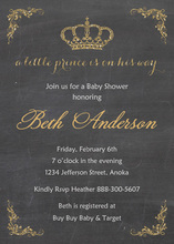 Royal Prince Chalkboard Formal Gold Crown Invitations