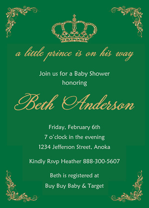 Royal Prince Rich Red Gold Crown Invitations