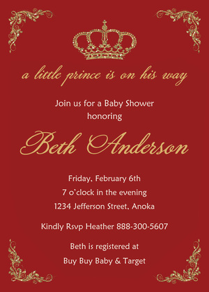 Royal Prince Chalkboard Formal Gold Crown Invitations