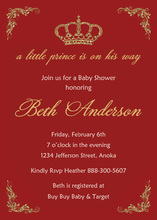 Royal Prince Rich Red Gold Crown Invitations