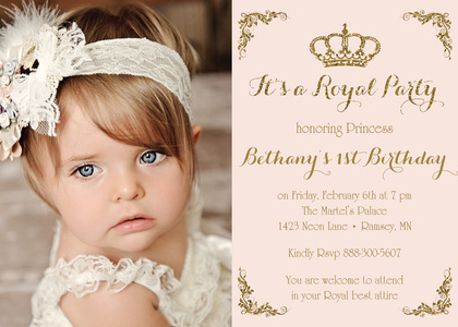 Royal Princess Pink Gold Glitter Birthday Invitations