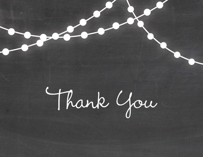 Hanging Lights Wood Plank Thank You Cards