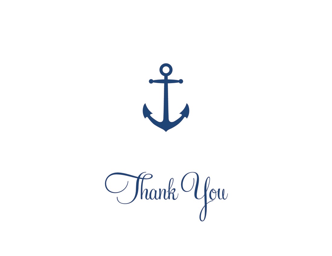Nautical Gold Anchor Thank You Card Printable 