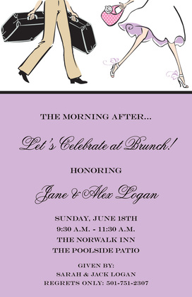Traveling Couple Wedding Brunch Pink Invitations