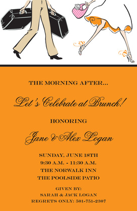 Traveling Couple Wedding Brunch Shower Invitations