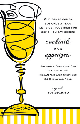 Golden Cheer Black Cocktail Invitations