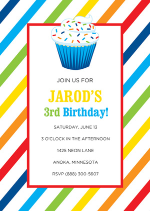 Multicolored Candy Cupcake Invitations