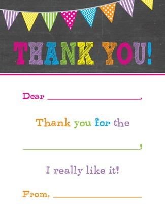 Girls Multicolored Banners Chalkboard Fill-in Invitations