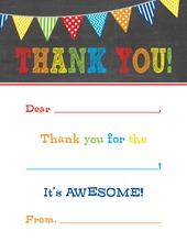 Boys Multicolored Banners Chalkboard Fill-in Thank Yous