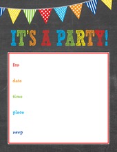 Boys Multicolored Banners Chalkboard Fill-in Invitations