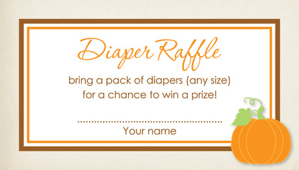 Little Pumpkin Pink Chevron Border Diaper Raffle Cards