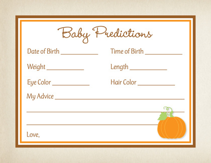 Little Pumpkin Diaper Raffle Cards