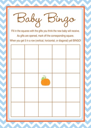 Little Pumpkin Blue Chevron Note