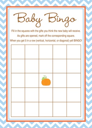 Little Pumpkin Blue Chevron Baby Fill-in Invites