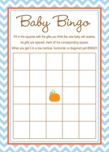 Blue Stripes Gold Glitter Baby Bingo Game Cards