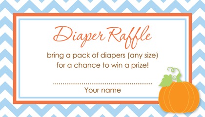 Little Pumpkin Pink Chevron Border Diaper Raffle Cards