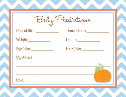 Little Pumpkin Blue Chevron Border Diaper Raffle Cards