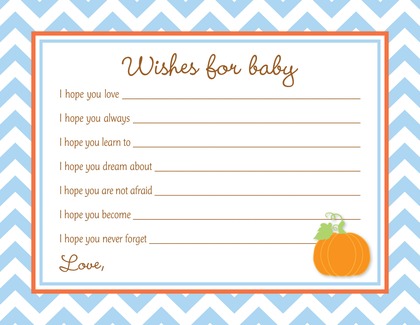 Little Pumpkin Blue Chevron Baby Fill-in Invites