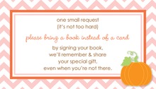 Little Pumpkin Pink Chevron Border Bring A Book Card